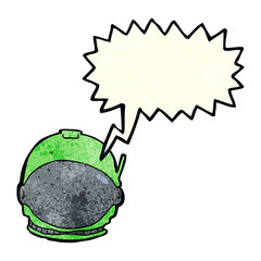 cartoon astronaut face with speech bubble