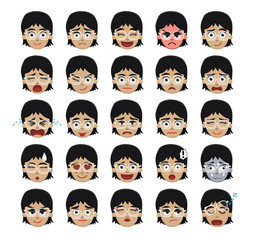 White Glasses Girl Emoticons Cartoon Vector Illustration