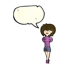 cartoon shocked woman with speech bubble