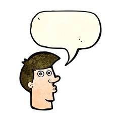 cartoon confused man with speech bubble