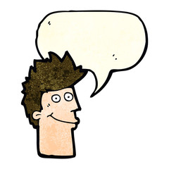 cartoon happy man with speech bubble