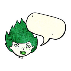 cartoon vampire head with speech bubble