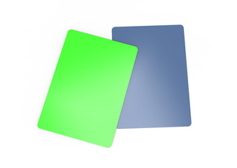 Stack of blank business card on white background with soft shadows.