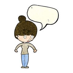 cartoon woman staring with speech bubble