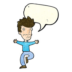 cartoon frightened man with speech bubble