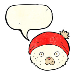 cartoon teddy bear face with speech bubble