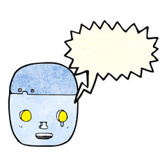 cartoon robot head with speech bubble