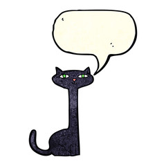 cartoon black cat with speech bubble
