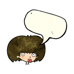 cartoon surprised woman with speech bubble