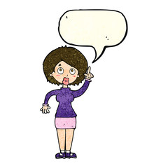cartoon woman with idea with speech bubble