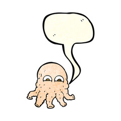 cartoon alien squid face with speech bubble