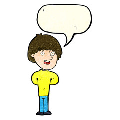 cartoon happy man with speech bubble