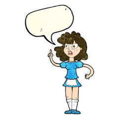 cartoon worried maid with speech bubble