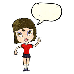 cartoon woman with idea with speech bubble