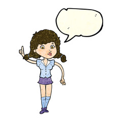 cartoon pretty woman with idea with speech bubble