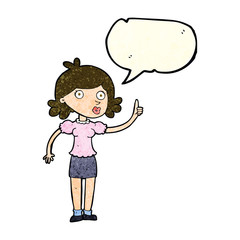 cartoon woman with idea with speech bubble