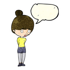 cartoon woman staring with speech bubble