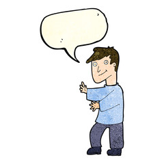 cartoon happy man with speech bubble