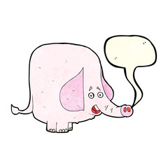 cartoon pink elephant with speech bubble