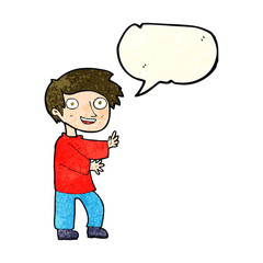 cartoon excited boy with speech bubble