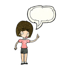 cartoon woman with idea with speech bubble