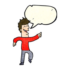 cartoon man pointing and laughing with speech bubble
