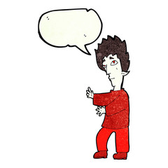 cartoon vampire with speech bubble