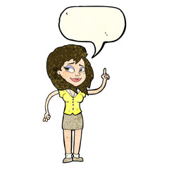 cartoon pretty woman with idea with speech bubble