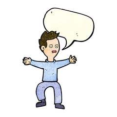 cartoon man panicking with speech bubble