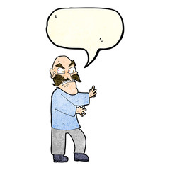 cartoon angry old man with speech bubble