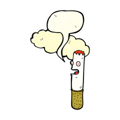 cartoon cigarette with speech bubble