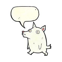 cartoon funny little dog with speech bubble