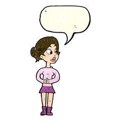 cartoon girl talking with speech bubble