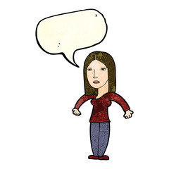 cartoon annoyed woman with speech bubble