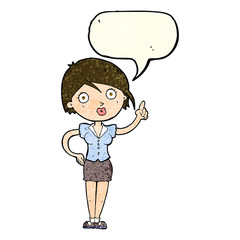 cartoon pretty woman with idea with speech bubble