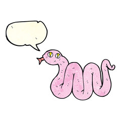 funny cartoon snake with speech bubble