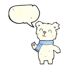 cartoon cute polar bear cub with speech bubble