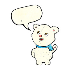 cartoon cute polar bear cub with speech bubble