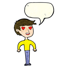 cartoon man in love with speech bubble