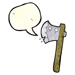 cartoon axe with speech bubble