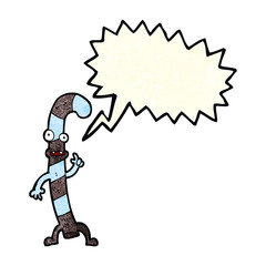 cartoon dancing christmas candy cane with speech bubble