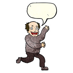 cartoon evil old man with speech bubble