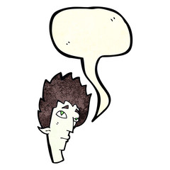 cartoon vampire head with speech bubble