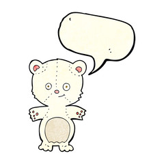 cartoon polar bear cub with speech bubble