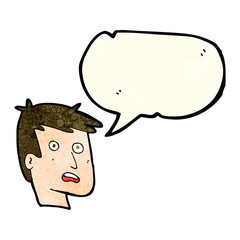 cartoon unhappy face with speech bubble