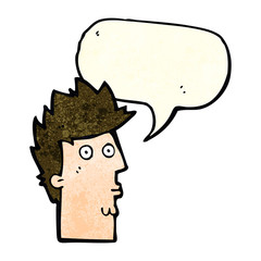 cartoon surprised face with speech bubble