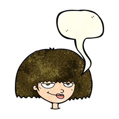 cartoon mean female face with speech bubble
