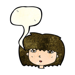 cartoon female face with speech bubble