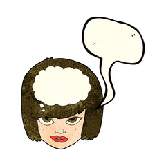 cartoon woman thinking with speech bubble