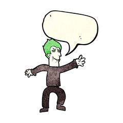 cartoon vampire man with speech bubble